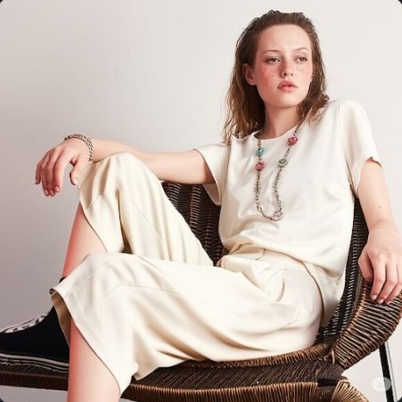 Elie Tahari White Artsey Lagenlook Elastic Waistband Culottes Capri Pants Size 6 - Picture 4 of 16